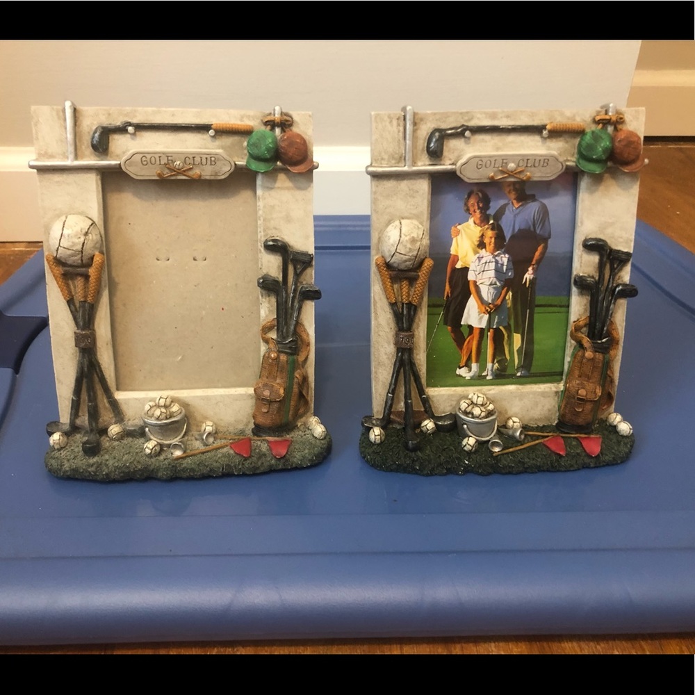 Two matching golf picture frames 4 x 6 photos